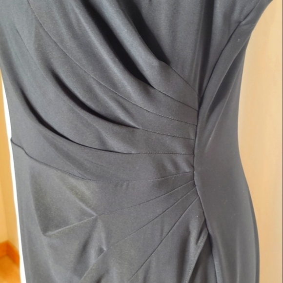 Alex Evenings Beaded Neckline Scooped Back Ruched Side Midi Dress - Size 12 - Picture 7 of 10